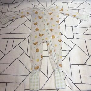 The Sleepy Sloth Bamboo Viscose Sleeper 6-12M Cream Chicken Farm Print Zippy